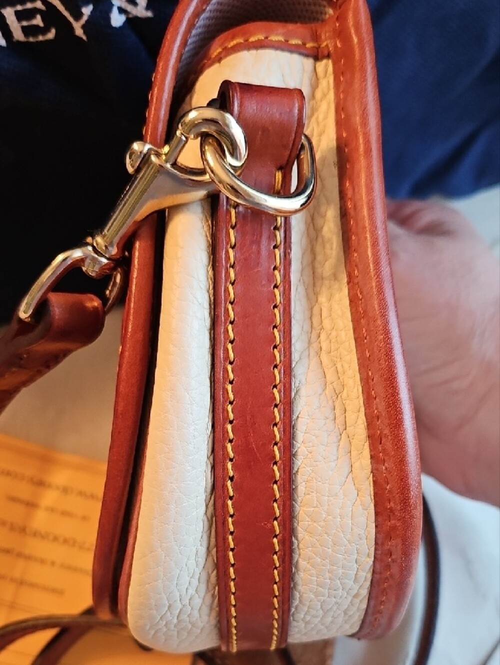 Dooney & Bourke Cream and Brown Leather Duck Crossbody - Picture 4 of 8